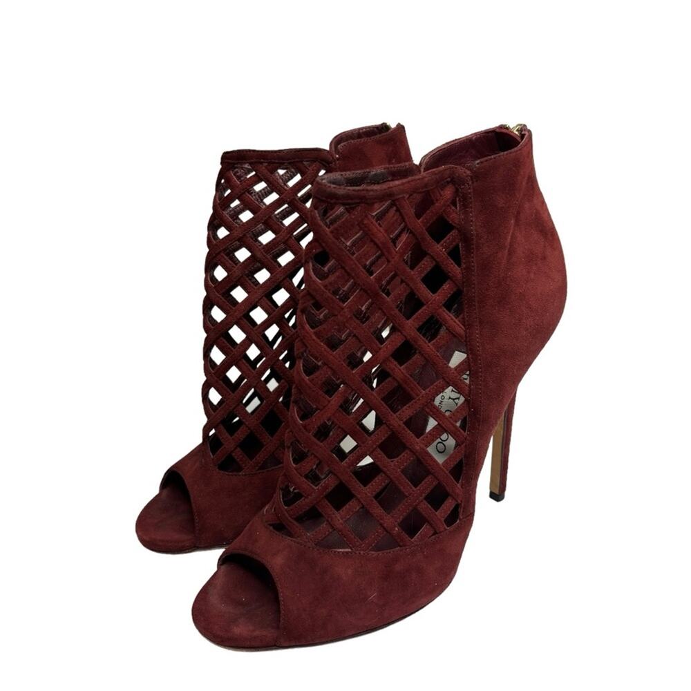Elegant Burgundy Peep-Toe Heels